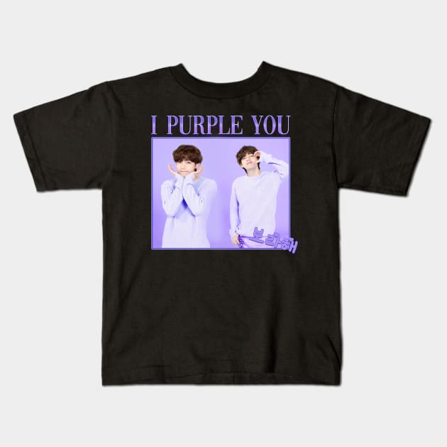 BTS -  Taehyung cute 90s streetstyle Kids T-Shirt by chidees